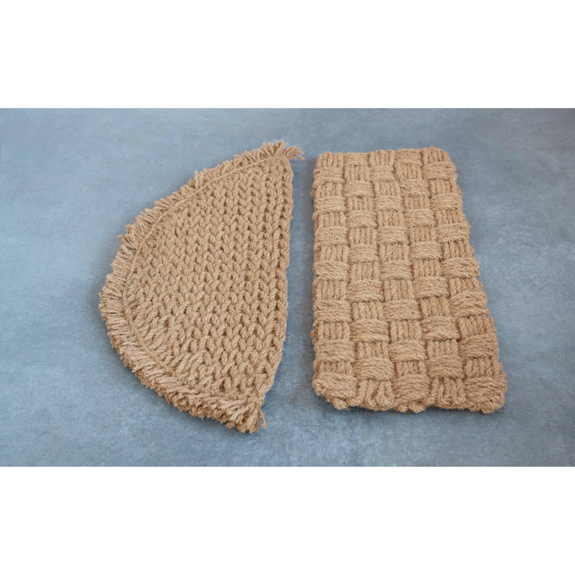 Hello Honey® Woven Natural Coir Half Round Doormat with Fringe